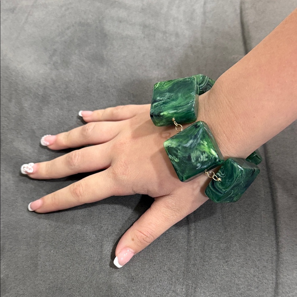 Vintage Anthropologie Green Marbled Bracelet